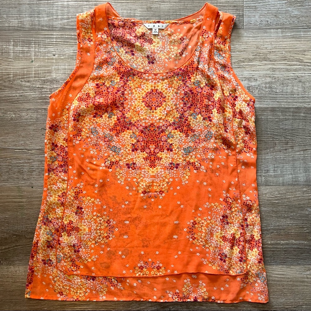 CAbi Orange Floral Tank Top